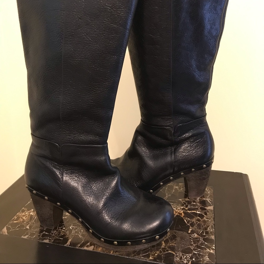 GIANNI BINI Black Leather Studded Boots